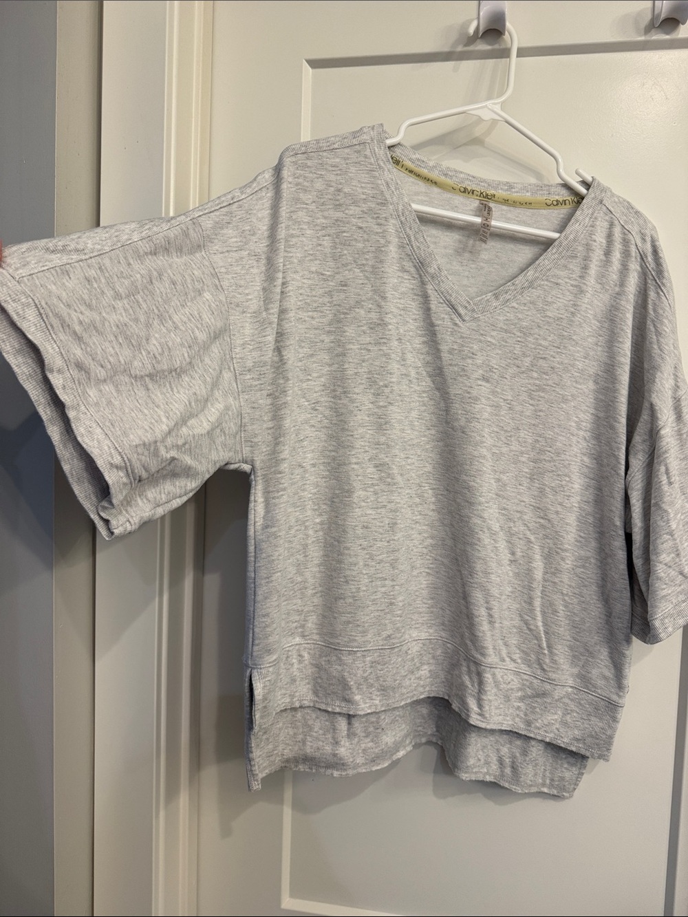 Calvin Klein Performance Heather Gray V-Neck Boxy Sweatshirt